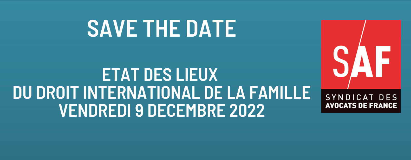 SAFE THE DATE : Colloque SAF- Droit de la famille